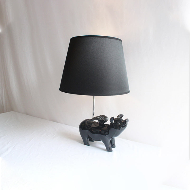 Contemporary Piggy Study Light 1 Light Resin Desk Light with Trapezoid Shade for Bedside