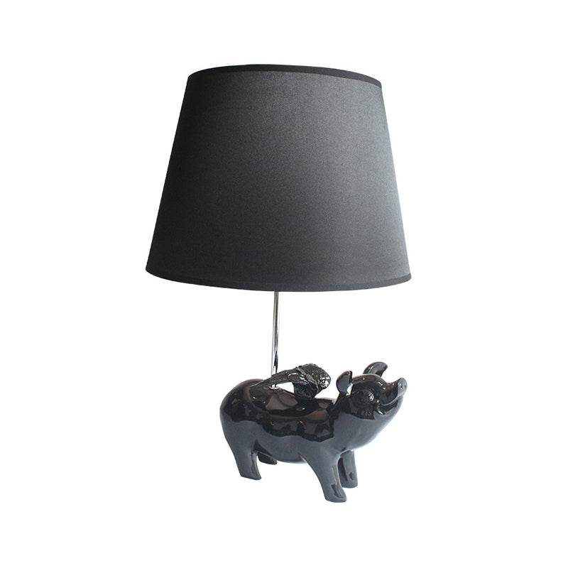 Contemporary Piggy Study Light 1 Light Resin Desk Light with Trapezoid Shade for Bedside