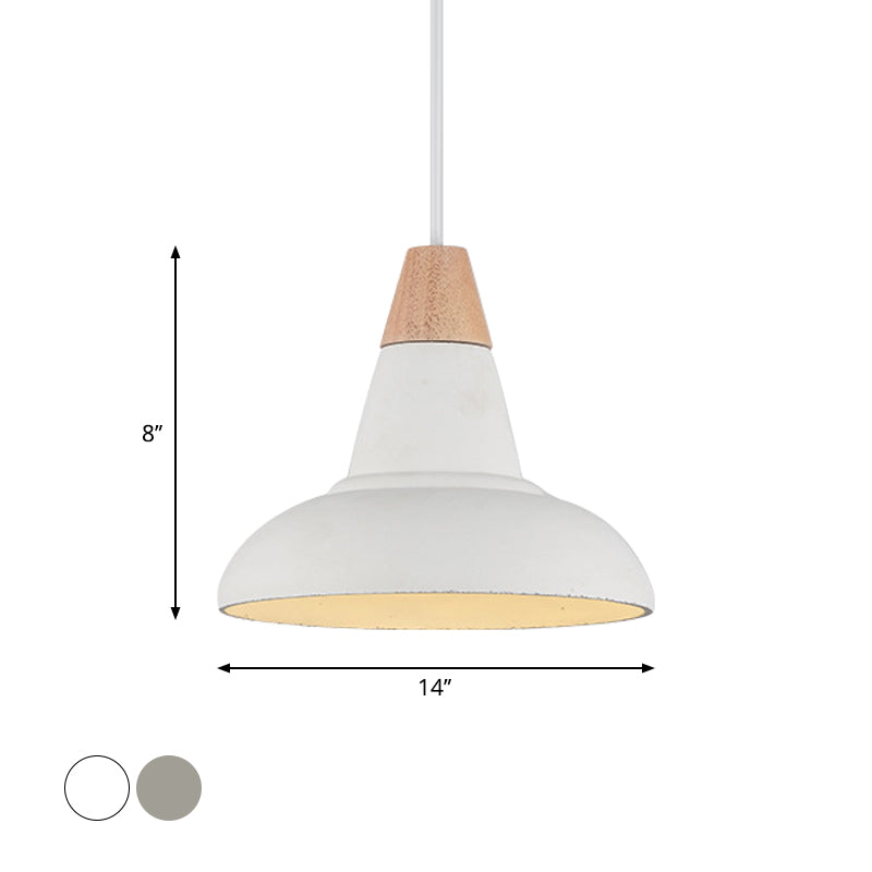 Barn Kitchen Bar Pendant Lighting Nordic Cement 1 Head Grey/White/Beige Ceiling Light with Carved Interior