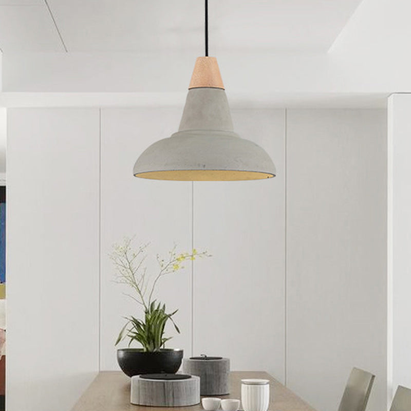 Barn Kitchen Bar Pendant Lighting Nordic Cement 1 Head Grey/White/Beige Ceiling Light with Carved Interior