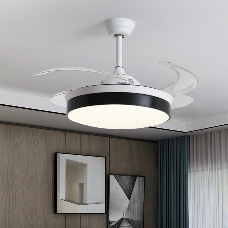 Noordse noordse trommel LED Semi Flush Ceiling Light Acryl Living Room Hangt Fan Lamp, 20 "Wijd