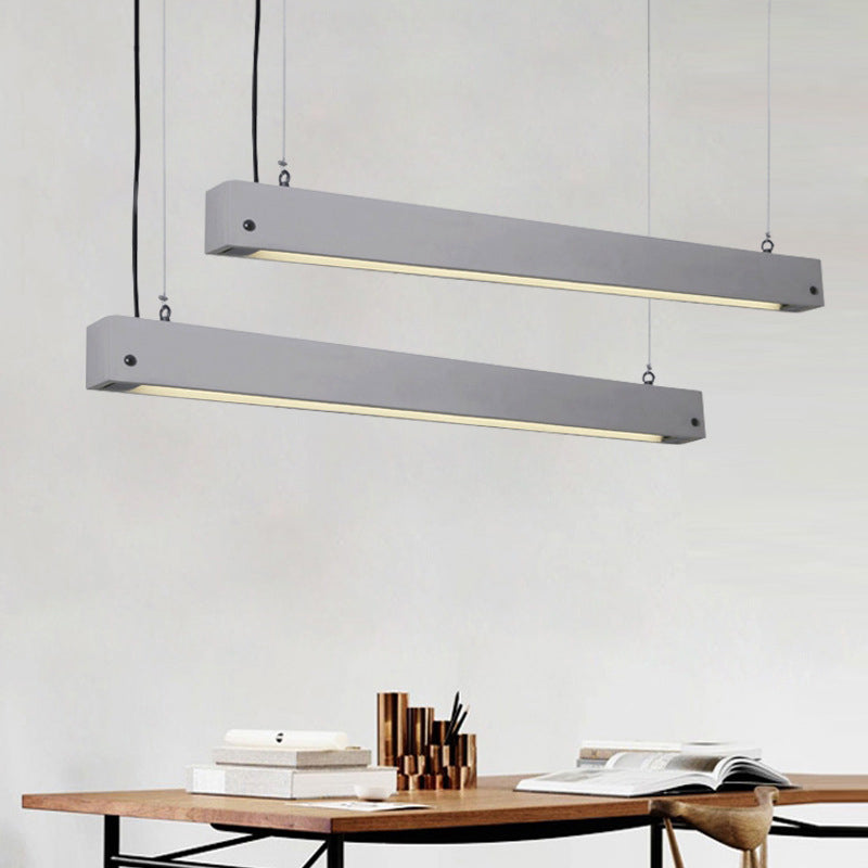 Rectangular Cement Ceiling Pendant Nordic 1-Light Office Hanging Light Fixture in Grey