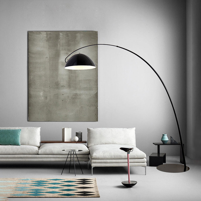 Lineaire/capsule/boogvloerlamp Designer metalen enkele bol woonkamer staande lamp in zwart