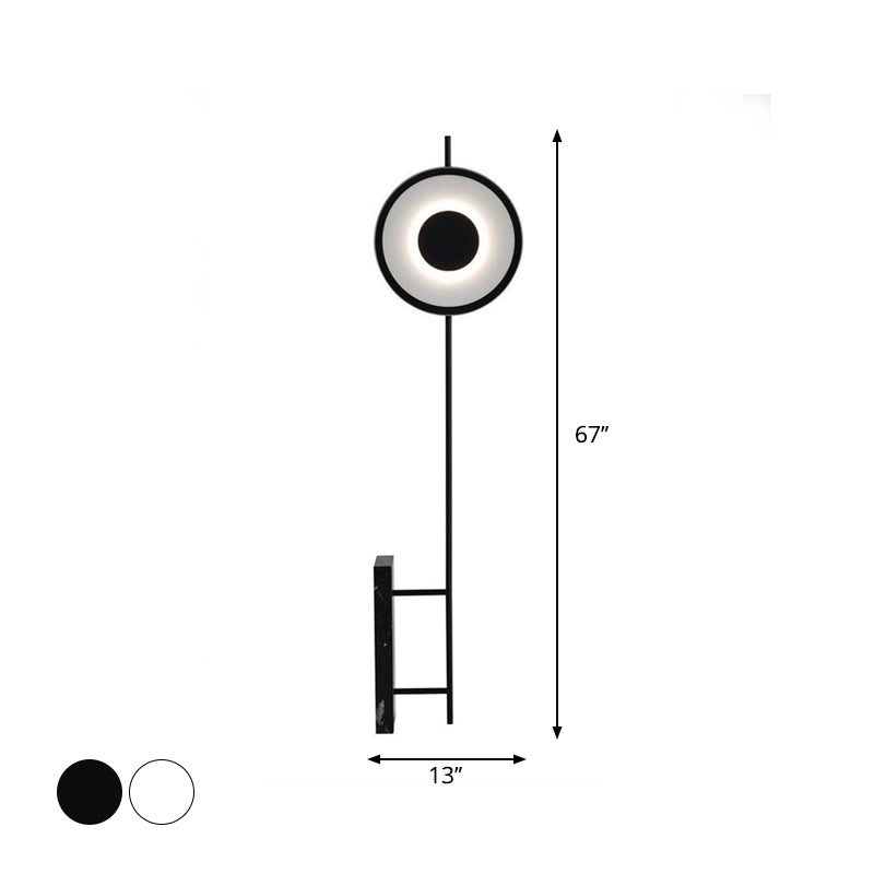 Lámpara de piso de LED circular en negro/negro Lámpara de piso de mármol minimalista Lámpara de pie para dormitorio