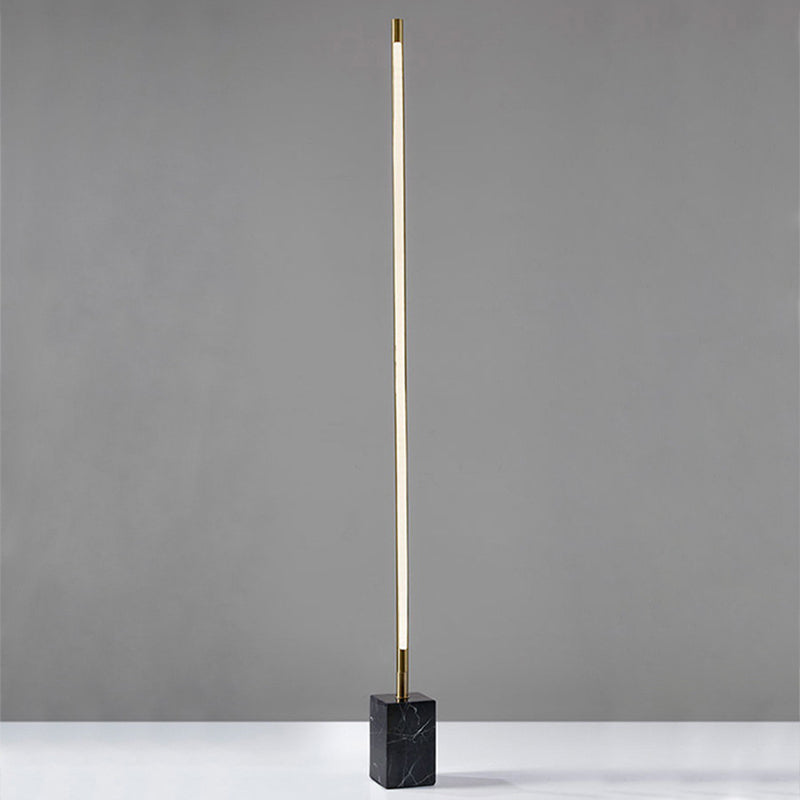 Bar-Shaped LED Floor Lamp Simplicity Marble Black/Gold Floor Standing Light for Living Room