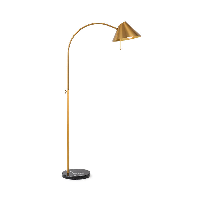 Cône Gold Cone ajusté au sol lampe Postmoderne Single Metal Metal Golyck Light With Pull Chain