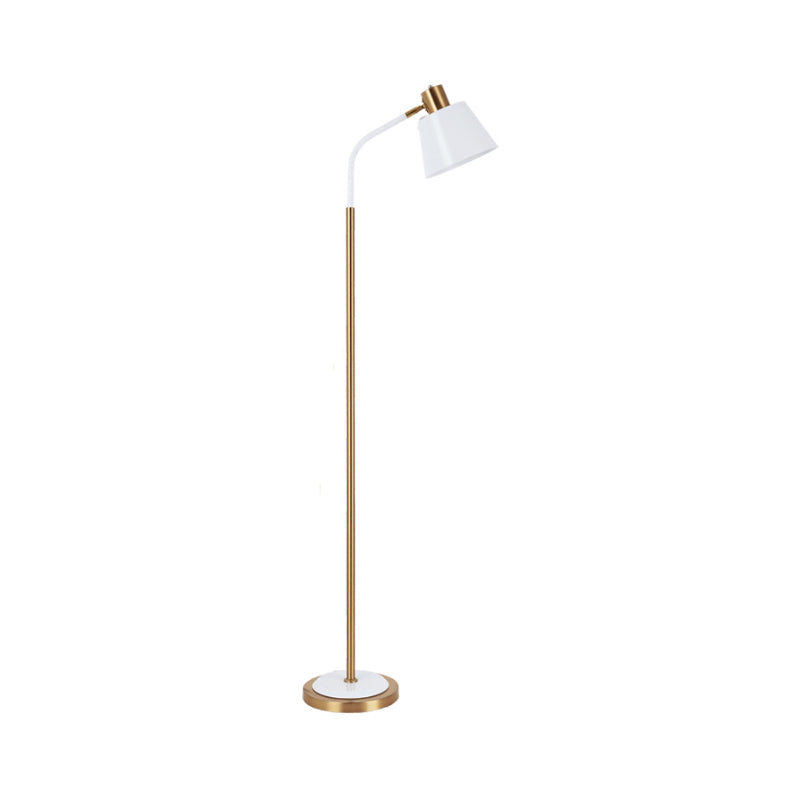 Conic Rotatable Reading Floor Light Nordic Metal 1 Bulb Living Room Floor Lamp in Black/White and Brass