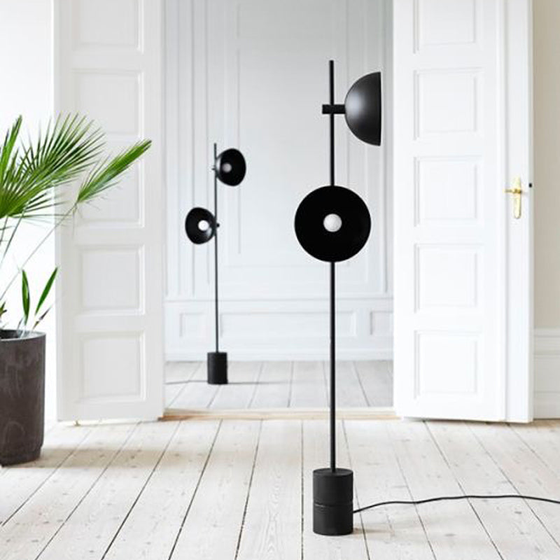 Tromba nera Light Designer Light Designer 2 teste Lampada per pavimento in metallo per soggiorno