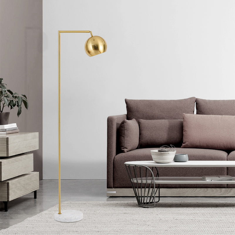 Arco/angolo destro l'illuminazione del pavimento girevole Postmodern Metal 1 Light Oro Standing Lamp with Dome Shade