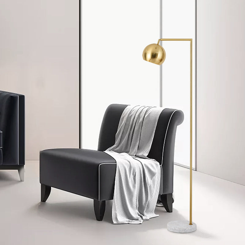 Arco/angolo destro l'illuminazione del pavimento girevole Postmodern Metal 1 Light Oro Standing Lamp with Dome Shade