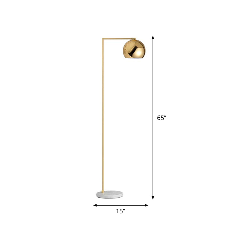 Arch/rechterhoek Zwilabele vloerverlichting Postmodern metalen 1-licht goud staande lamp met koepelschaduw