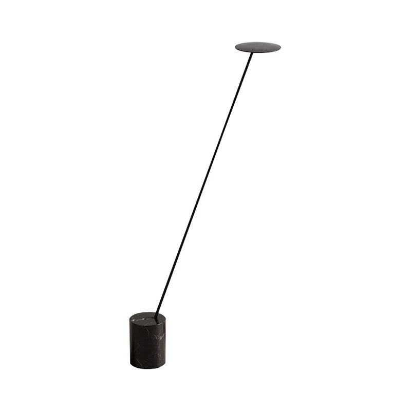 Lámpara de círculo negro/negro lámpara de metal minimalista LED de pie con poste de palo y base de mármol