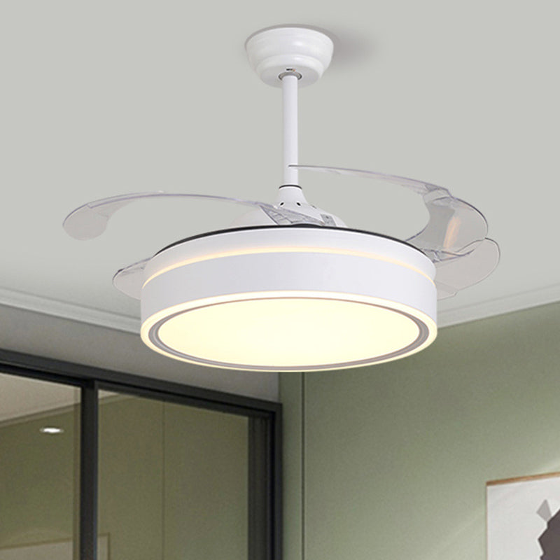 Acryl Round 4 Blades Hangdoekventilator Verlampte Moderne LED Semi Flush voor slaapkamer, 20 "breed