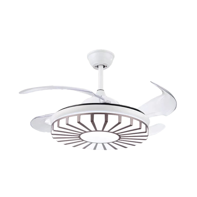 Sputnik Bedroom 4 Blades Hanging Fan Light Metal 19" Wide LED Modern Semi-Flush Mount in Coffee