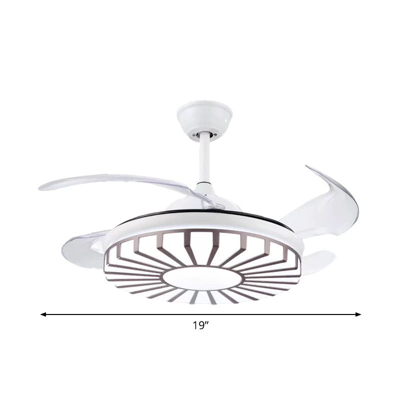 Sputnik Bedroom 4 Blades Hanging Fan Light Metal 19" Wide LED Modern Semi-Flush Mount in Coffee