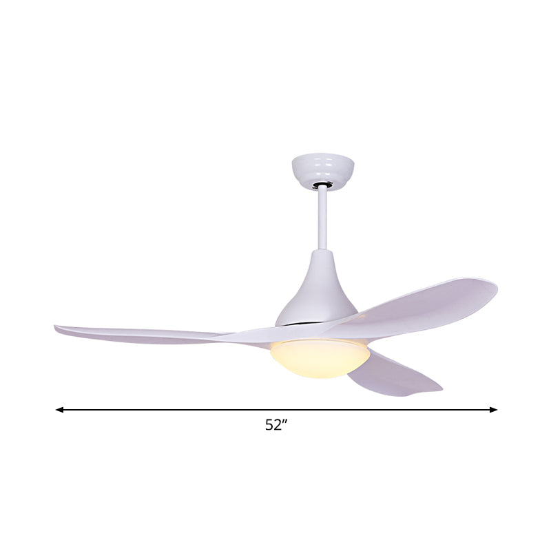 Acrílico White Techo Ventilador de lámpara de lámpara de 52 "Montaje rústico de semi rústico LED de ancho, 3 cuchillas