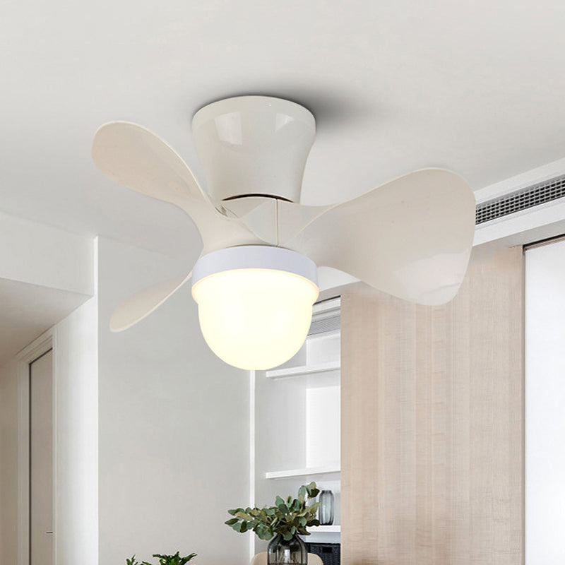 22" Wide LED Bedroom Pendant Fan Light Contemporary Semi Mount Lighting with Bowl Acrylic Shade, 3 Blades