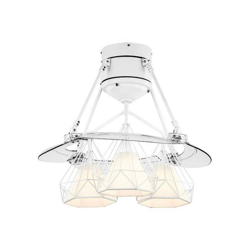 Geometrische metalen semi -flush mount verlichting hedendaagse witte hanger ventilatorlamp, 48 "breed