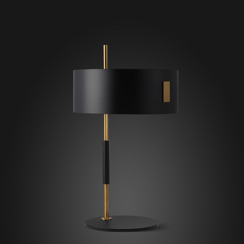 Black and Brass Round Night Lamp Minimalistic Single Metal Table Light for Living Room