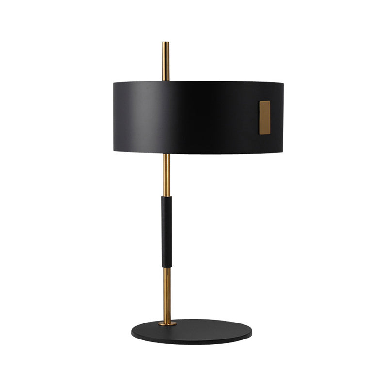 Black and Brass Round Night Lamp Minimalistic Single Metal Table Light for Living Room