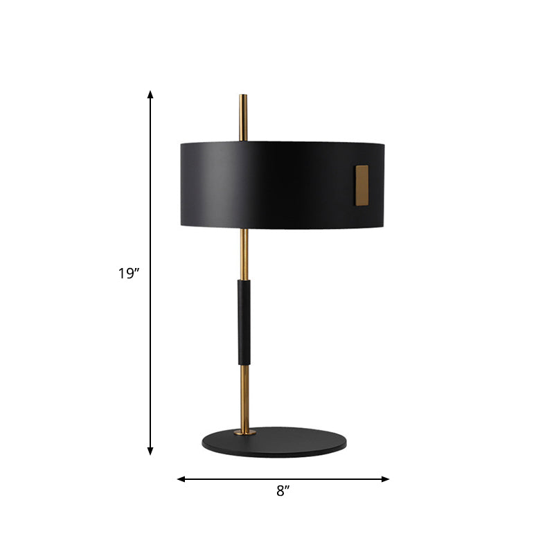 Black and Brass Round Night Lamp Minimalistic Single Metal Table Light for Living Room