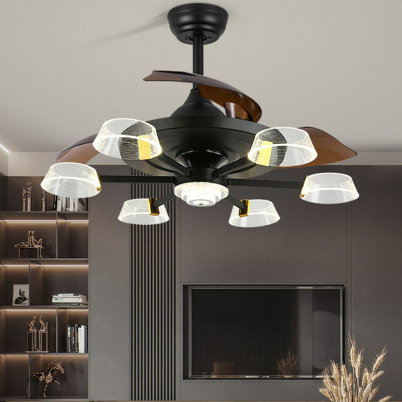 Ventilateur de plafond Sputnik de 42 "largeur LED MODERNISME LED Modernisme Mont semi-flush avec 4 lames