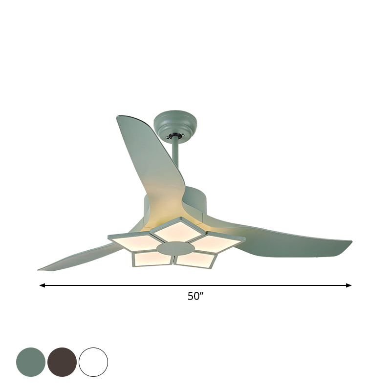 50 "brede acryl geometrische semi -spoellicht Modernistische LED -hangende ventilatorlamp armatuur, 5 messen