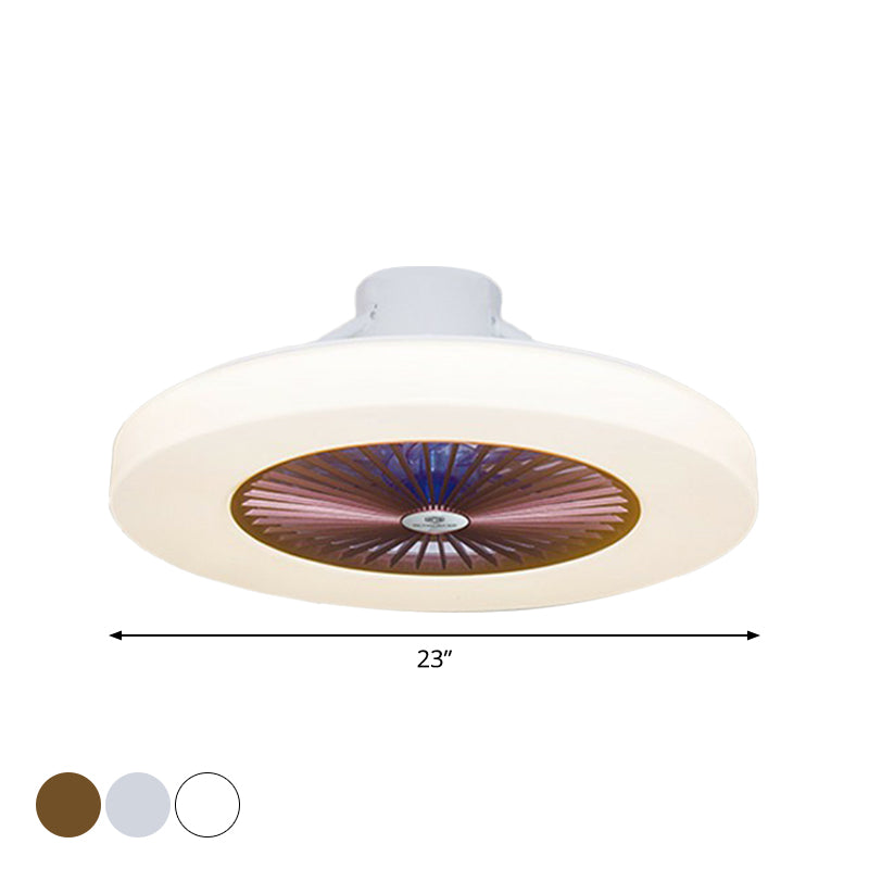 23 "Semi circulaire de large circulaire moderne en acrylique salon LED Éclairage de ventilateur de plafond avec 6 lames