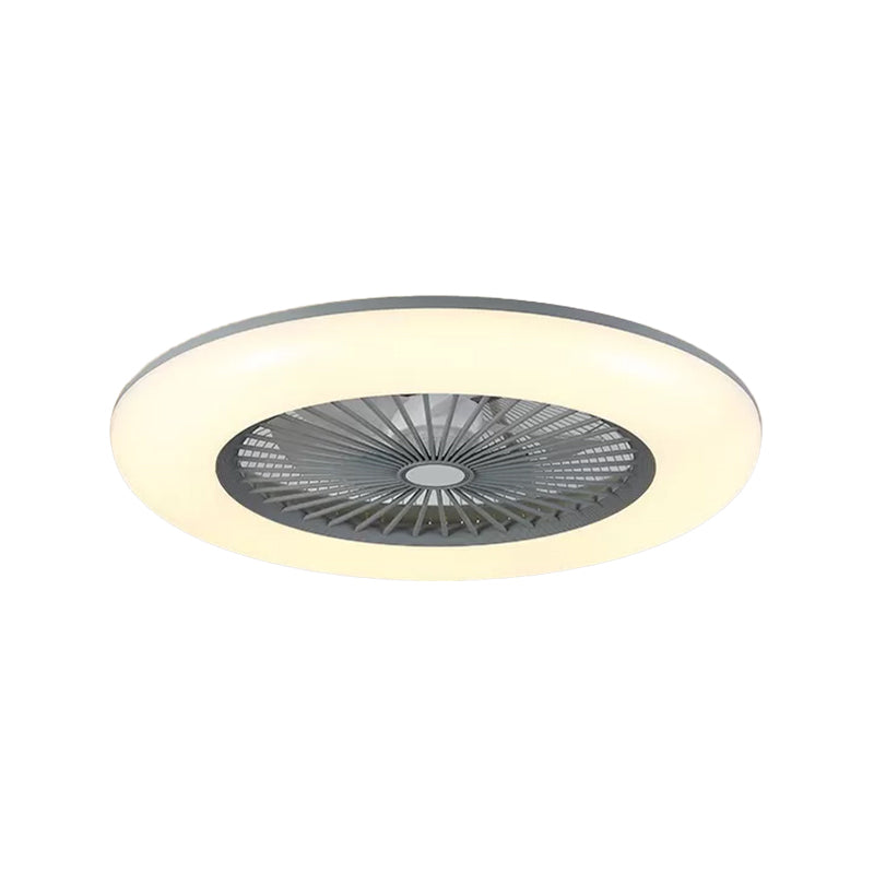 Chambre ronde 5-lames semi-flush Mount acrylique LED Contemporain Pendant Fan Light, 22 "de large