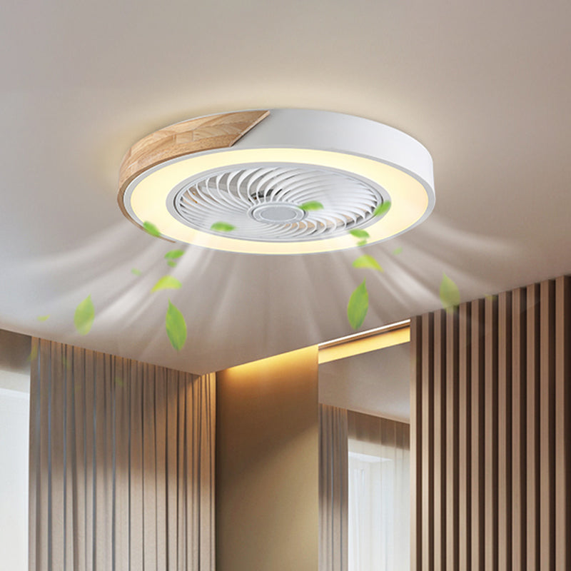 20.5" Wide LED Bedroom Semi Flush Mounting Simple Hanging Fan Light with Geometric Acrylic Shade