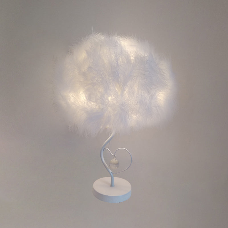 Feather Cloud Table Lamp Romantic Nordic 1 Bulb White Night Light with Crystal Accent