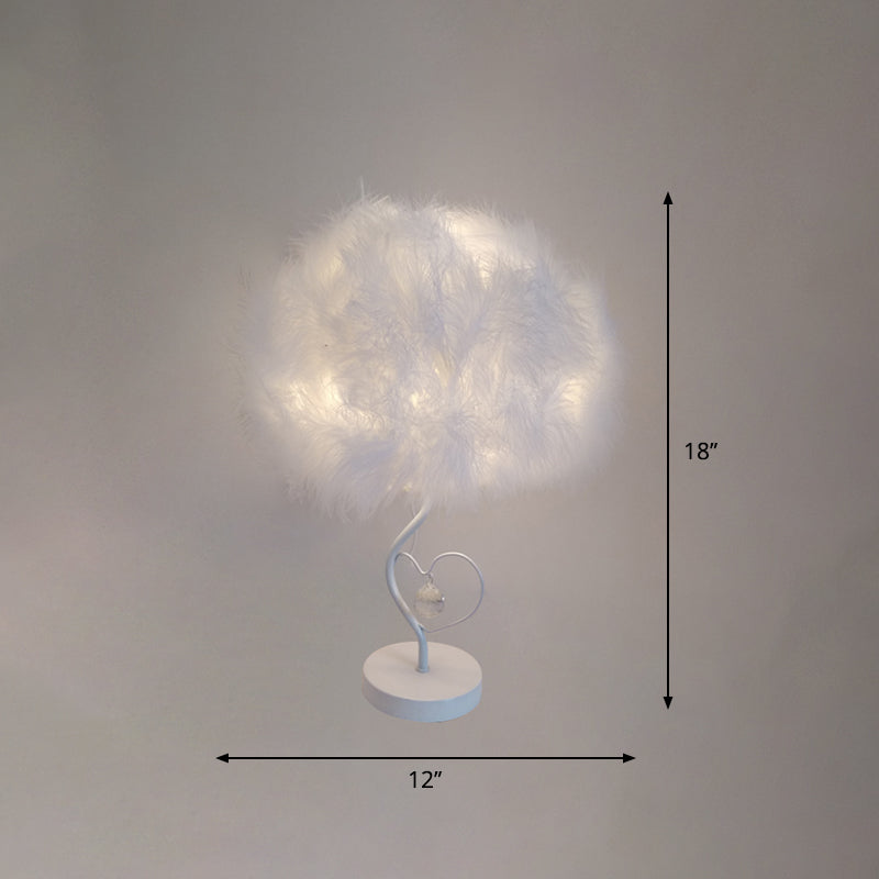 Feather Cloud Table Lamp Romantic Nordic 1 Bulb White Night Light with Crystal Accent