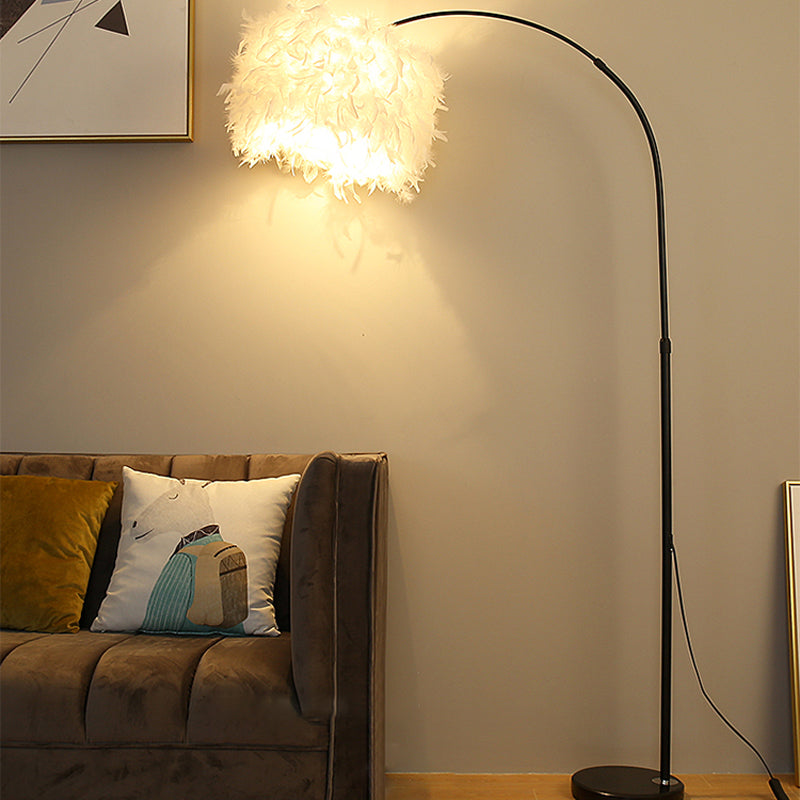 Zwart/witte trommelvloer Lamp Minimalistisch