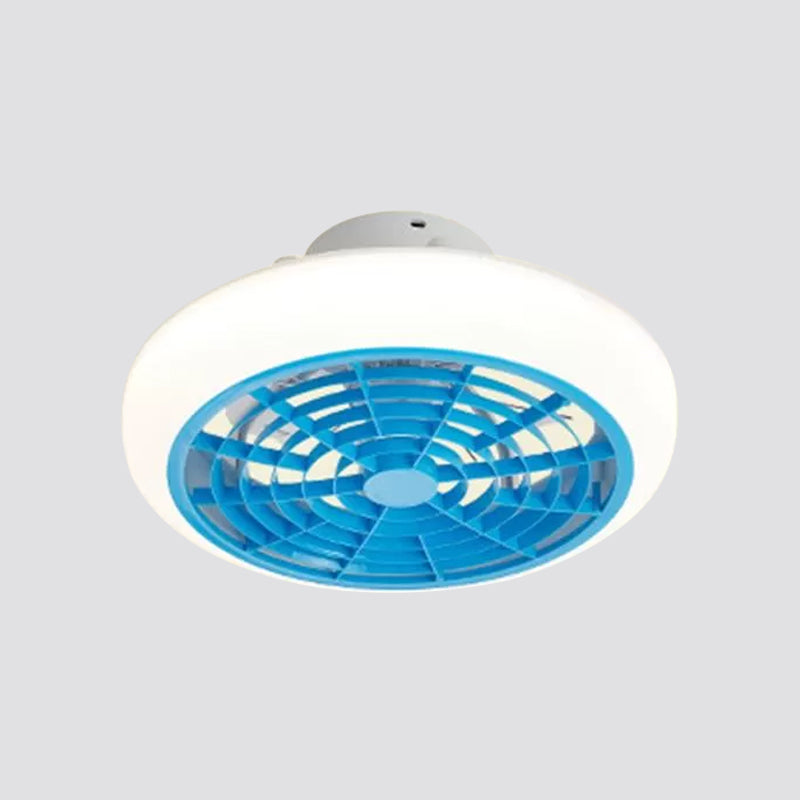 Circle Semi-Flush Mount Contemporary Acrylic 18" Wide LED Pendant Fan Light Fixture for Living Room