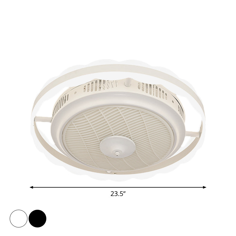 3-Blade Modern Circle Hanging Fan Light Acrylic 23.5" Wide LED Bedroom Semi Mount Lighting