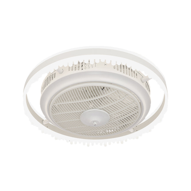 3-Blade Modern Circle Hanging Fan Light Acrylic 23.5" Wide LED Bedroom Semi Mount Lighting