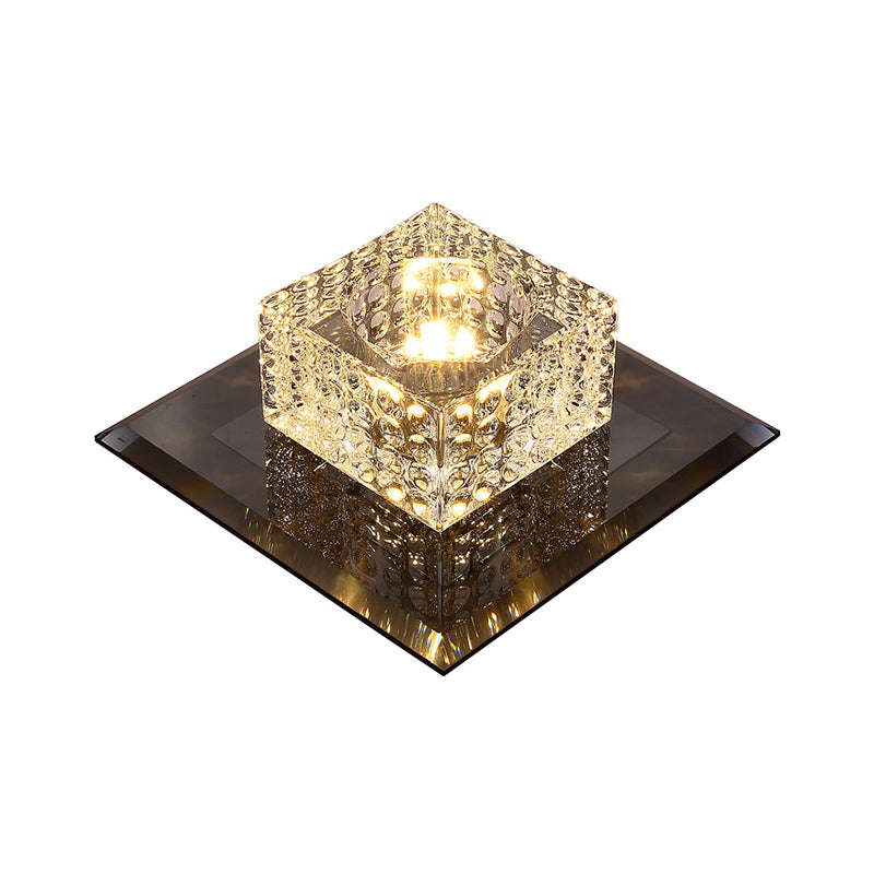 Simplicity Cubic Flush Mount Lamp Beveled Crystal LED Corridor Ceiling Light Fixture