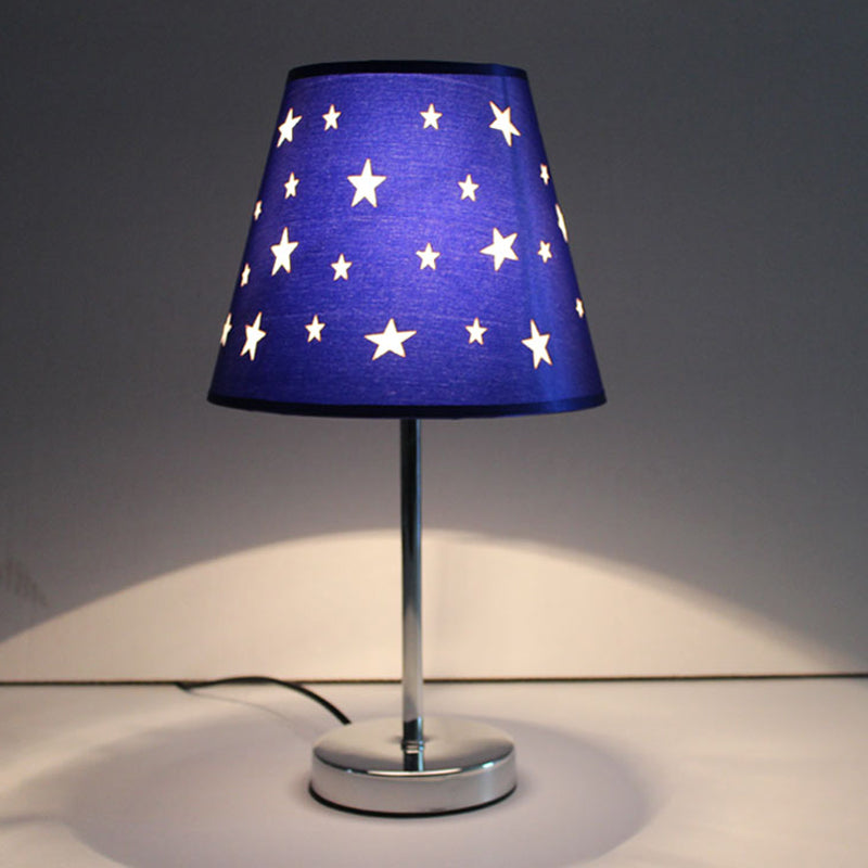 Study Room Starry Shade Reading Light Metal 1 Bulb Modern Blue Desk Light with Plug-In Cord