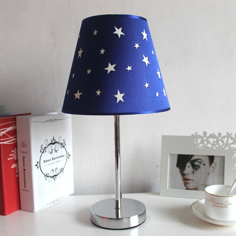 Study Room Starry Shade Reading Light Metal 1 Bulb Modern Blue Desk Light with Plug-In Cord