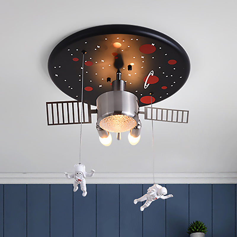 Spazio soggiorno Spazio Light Metal Metal Argento moderno e Black Flush Monte Aitura del soffitto