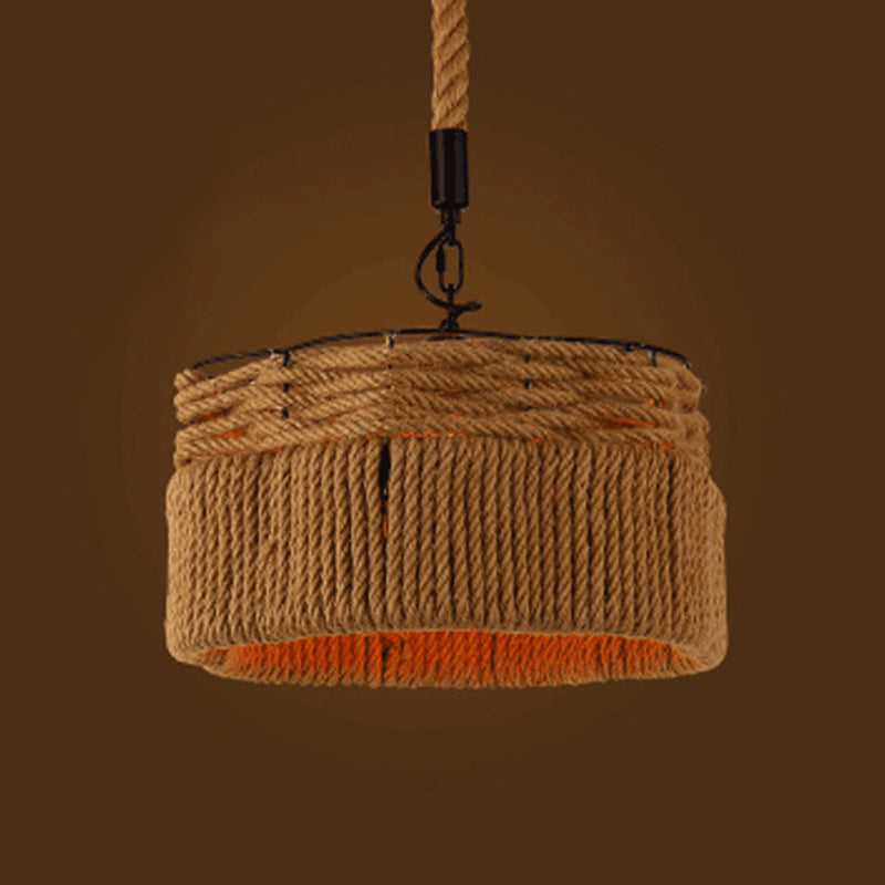 1 Lichte geometrische hanglichtkit Industrieel beige natuurlijke touwhangende verlichting voor eetkamer