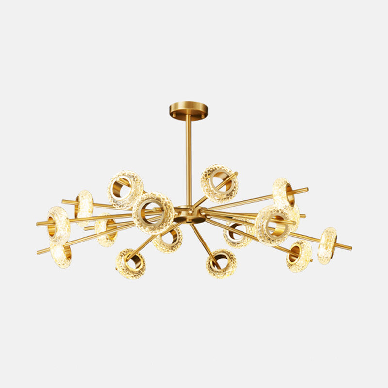 Handmade Crystal Ring Chandelier Postmodern 8/12/16 Lights Living Room Ceiling Pendant in Brass