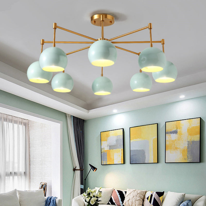 Globe Woonkamer Semi Flush Metaal Modernistisch Plafond Flush met Radiale Arm in Groen