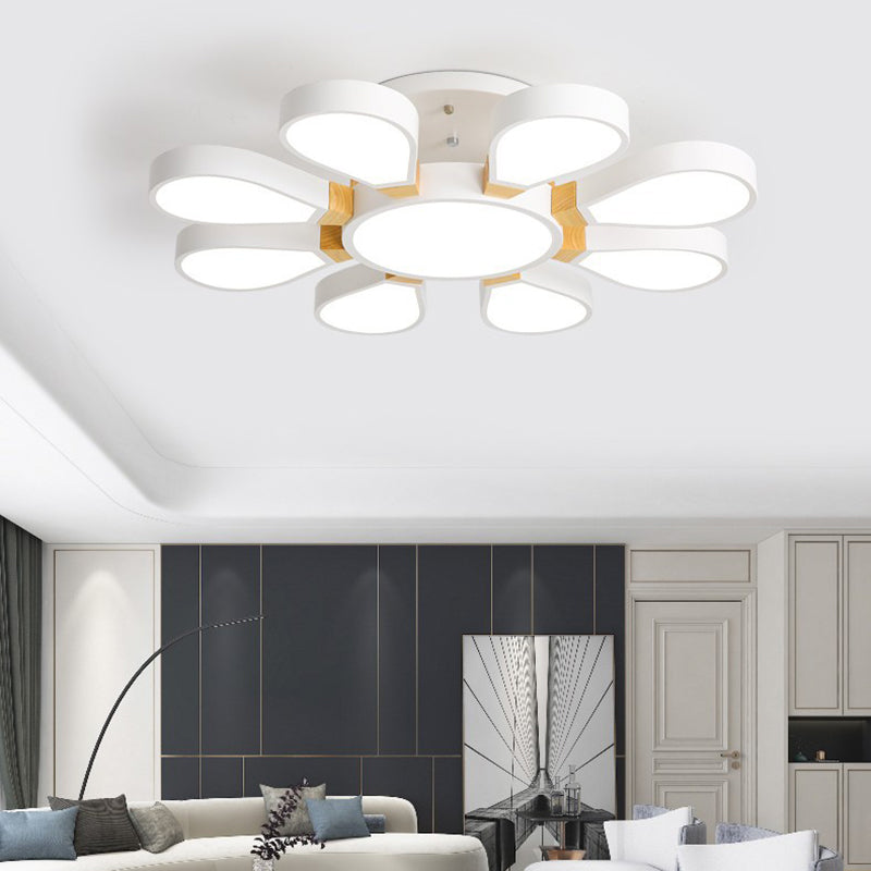 Acrylic Flower Semi Flush Light Fixture Modern Ceiling Lamp for Living Room