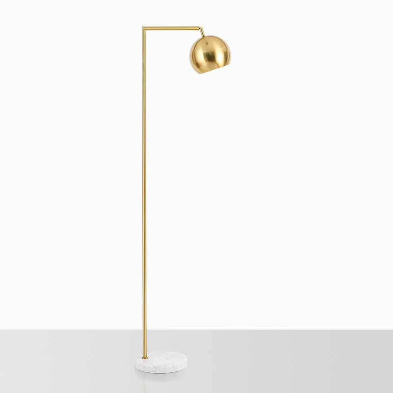 Spherical Metal Floor Lighting Modernism 1 Head Brass Rotatable Stand Up Lamp with Right Angled Arm