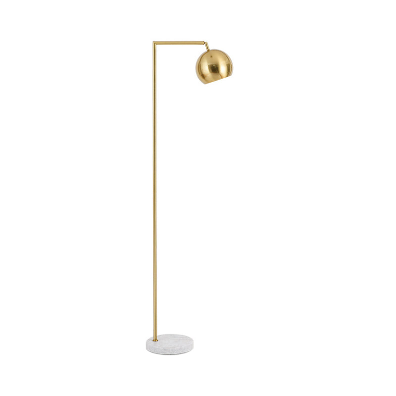 Spherical Metal Floor Lighting Modernism 1 Head Brass Rotatable Stand Up Lamp with Right Angled Arm