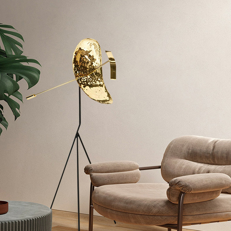 Gebogener ovales Stativboden Lesen licht Modernismus Metall 1-Licht Gold Stand Up Lighting für Schlafzimmer