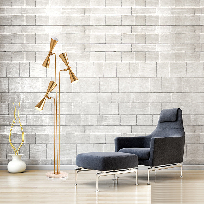 Messing -Sandglas -Leser -Stöbe Moderne 3 Lichter Metallic stehen Licht für Wohnzimmer