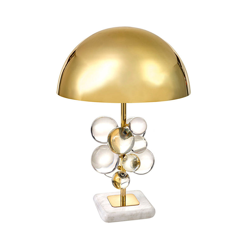 Brass Dome Night Table Lighting Modernity 1 Light Metal Nightstand Lamp with Crystal Ball Decor