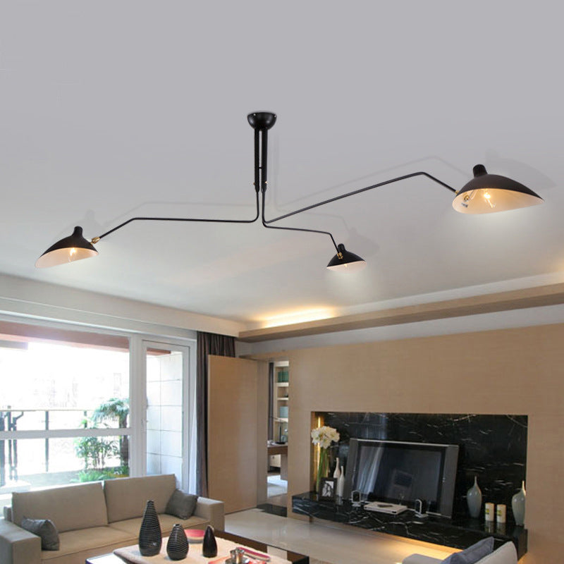 CHANDEIR HAT METAL CHANDELIER LIGHT STYLE MODERNE 3 LICTES ÉCLAIRAGE PENDANT NOIR AVEC COURVE BRAU